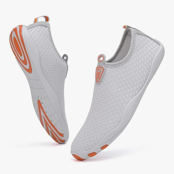 White Slip-On Shoes with Orange Accents - Picture 2 of 2